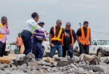 • Mr Edward Nana Yaw Koranteng (third from right) with other officials at the project site