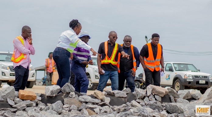 • Mr Edward Nana Yaw Koranteng (third from right) with other officials at the project site