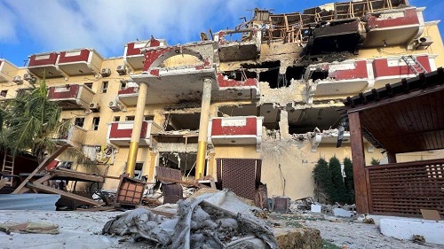 The fight over control of the Hayat Hotel left much of it destroyed