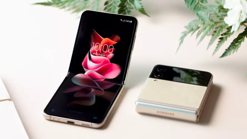 Two Samsung Galaxy Z Flip 3 foldable (Image credit: Samsung)