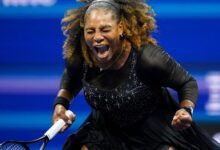 Serena celebrating her win on Monday night
