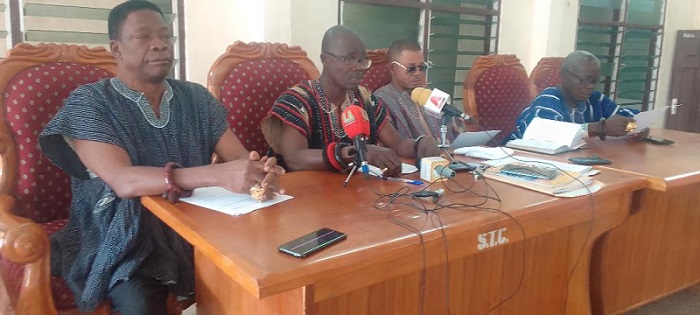 Asafoatse Tetteh Hlodji (second from left) addressing the media