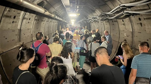 • Passengers evacuated through an emergency service tunnel