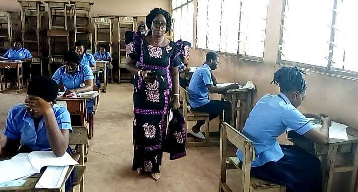• Mrs Twum-Ampofo at one of the exams centres