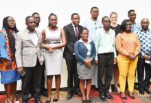 Dr Aboagye Da Costa (sixth from left) and Ariane von Maercker (sixth) from right with participants Geoffrey Buta