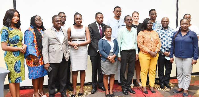 Dr Aboagye Da Costa (sixth from left) and Ariane von Maercker (sixth) from right with participants Geoffrey Buta