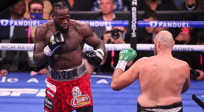 Flashback: Wilder (left) during his last fight against Fury