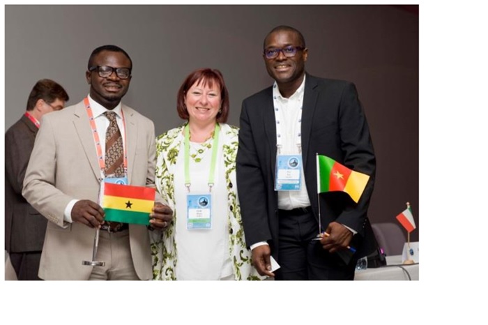 Professor Paul Kah (right) joined by some of his friends: Dr Cecile Mayer (middle) and Dr Emmanuel Afrane Gyasi (left)