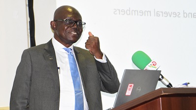 • Prof. Felix Ankomah Asante (inset) speaking in the workshop