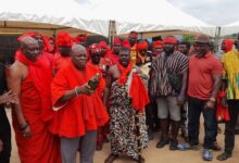 Some chiefs and opinion leaders of Odukpong Ofankor clad in red to register their displeasure