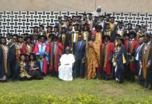 • Dr Anthony Oteng Gyasi with other dignitaries and the graduates Photo: Victor A. Buxton
