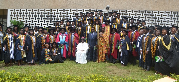 • Dr Anthony Oteng Gyasi with other dignitaries and the graduates Photo: Victor A. Buxton