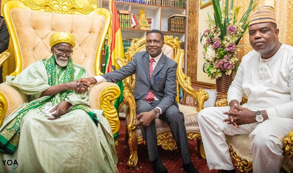 Dr Yaw Osei Adutwum ( second from right) exchanging greetings with Chief Imam, Sheikh Dr Nuhu Sharubutu