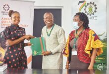 Ms Swaniker, CEO of DTI and Prof Elis, Pro VC of KNUST exchange MoU