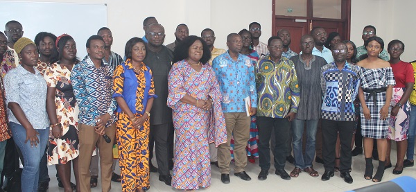 Dr Mavis Essandoh(fifth from left) with some accademic staff and studensts after the lecture . Photo Godwin Ofosu-Acheampong