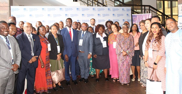 Dr Yaw Adutwum (in blue suit) with participants after the opening ceremony. Photo. Ebo Gorman