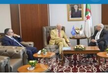 ENVOY- Mr Lamamra (right)n meeting with Mr Mistura (middle) and Mr Belani