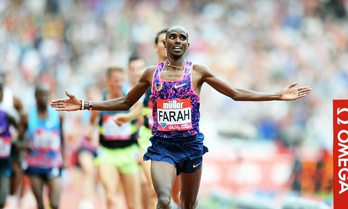 Farah celebrating his victory yesterday