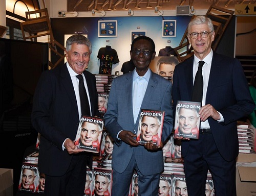 Amb. Quarcoo, flanked by David Dein (left) and Arsene Wenger (right) at the book launch in London, Tuesday
