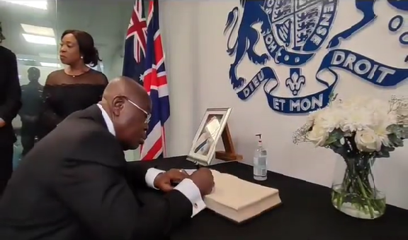 President Akufo-Addo signs book of condolence in honour of Queen
