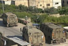 Military vehicles entering Jenin, in the occupied West Bank