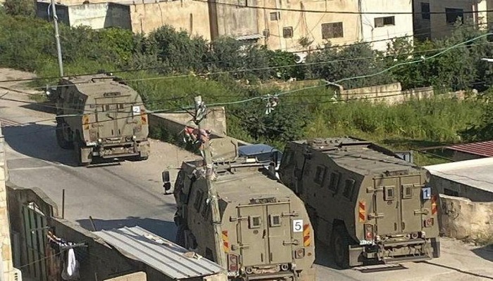 Military vehicles entering Jenin, in the occupied West Bank