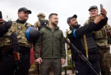President Zelensky visits retaken Ukrainian city of Izyum