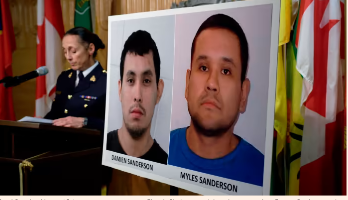Royal Canadian Mounted Police assistant commissioner Rhonda Blackmore said the police were seeking Damien Sanderson and Myles Sanderson in connection with the attacks © Michael Bell/The Canadian Press/AP