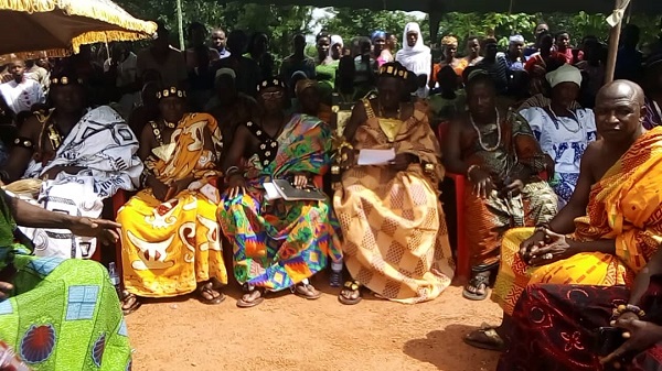 Nana Kenewu Addo II (middle) and elders at the durbar