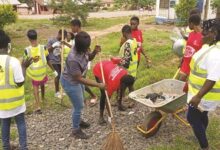 Volunteers in clean up at the Huni Valley Clinic