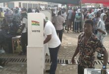 Voters casting their ballot at the Krowor constituency