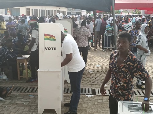 Voters casting their ballot at the Krowor constituency