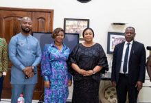First Lady, Mrs Rebecca Akufo-Addo (fourth from left), Dr Patrick Kuma-Aboagye (second from right) with dignitaries after the launch