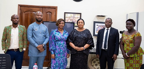 First Lady, Mrs Rebecca Akufo-Addo (fourth from left), Dr Patrick Kuma-Aboagye (second from right) with dignitaries after the launch