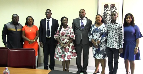 Dr Ofori (third from left) and Mr Dwumfour (left) with some officials of GJA and NIC