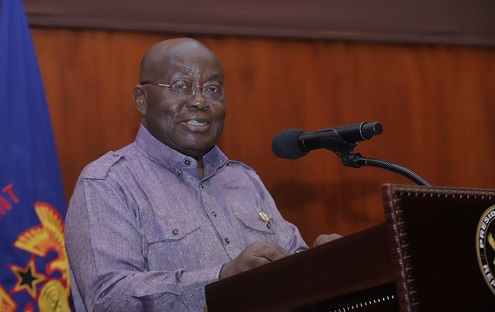 President Akufo-Addo (inset) speaking at the programme