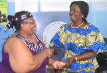 Prof. Jane Naana Opoku Agyemang (right) presenting the award to Prof. Esi Sutherland-Addy Photo Michael Ayeh