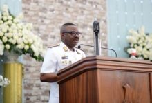 Vice Admiral Seth Amoama (inset) addressing participants. Photo Geoffrey Buta