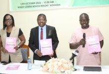Prof. Samuel K. Annim (second from right),Dr Kofi Issah (third from left) and other dignitaries launching the Demographic Health Survey exercise. Photo. Ebo Gorman