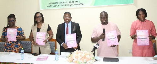 Prof. Samuel K. Annim (second from right),Dr Kofi Issah (third from left) and other dignitaries launching the Demographic Health Survey exercise. Photo. Ebo Gorman