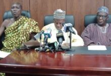 • Alhaji Alhassan (third left) with other National Executives of COCOSHE during the press conference
