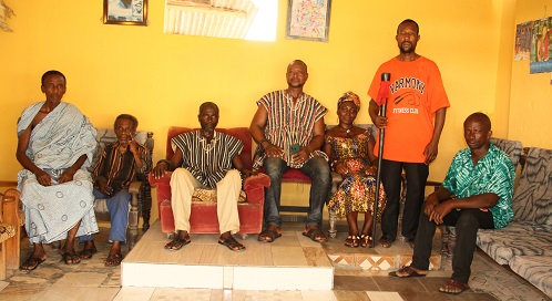 Nana Baffour Kwaku Okanta III middle, first-right, Obaahemaa Tina Tetteh, second right, Ahenemahene Addo Okanta, second-left and some council of elders