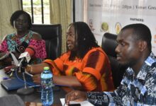 Prof. Mavis Dako-Gyeke (middle) briefing the media. With her are Dr Akosua Agyemang (left) and Dr Frank Dzifa Kperenu (right) Ghana Health Service. Photo Michael Ayeh