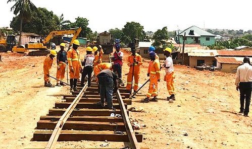 Railway workers on duty