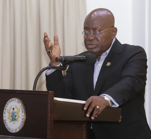 President Akufo-Addo (inset) addressing a delegation from the Association of Ghana Industries (AGI) at the Jubilee House