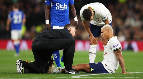 Richarlison being attended to after the injury