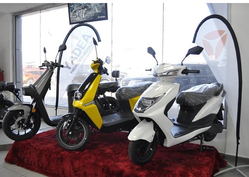 The motorbikes on display