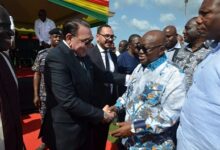 Dr Deraz ( left) welcoming President Akufo Addo to the inauguration ceremony. Photos. Vincent Dzatse