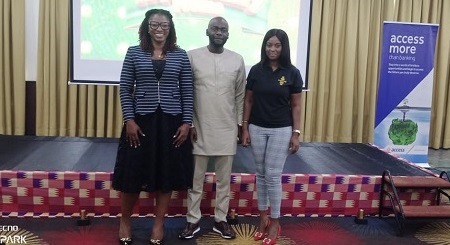 Mr Olatunji (middle) with Ms Nkrumah (left) with an official of NLA