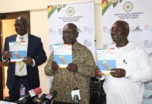 Dr Kodjo Mensah-Abrampah (right), Mr Osei Bonsu Amoah (middle), and Mr Abdulai Abanga launching the report Photo. Ebo Gorman